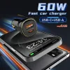 تصویر  فندکی  دارای PD و USB-A دو پورت 60 وات الدنیو LDNIO C103 سوپرفست شارژ